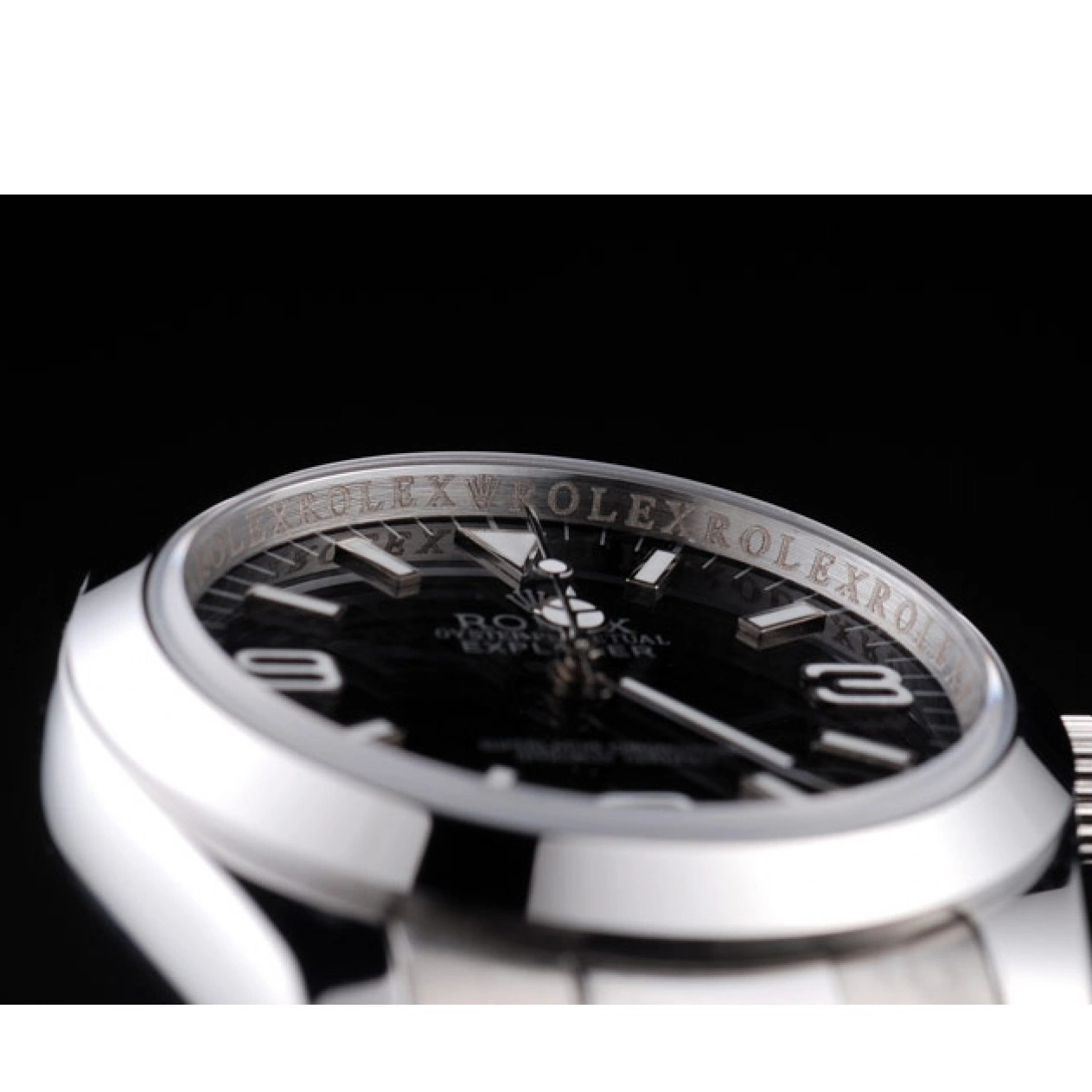 Aaa fake watches Explorer 98087 Black Dial Rolex Polished Steel Stainless 0715
